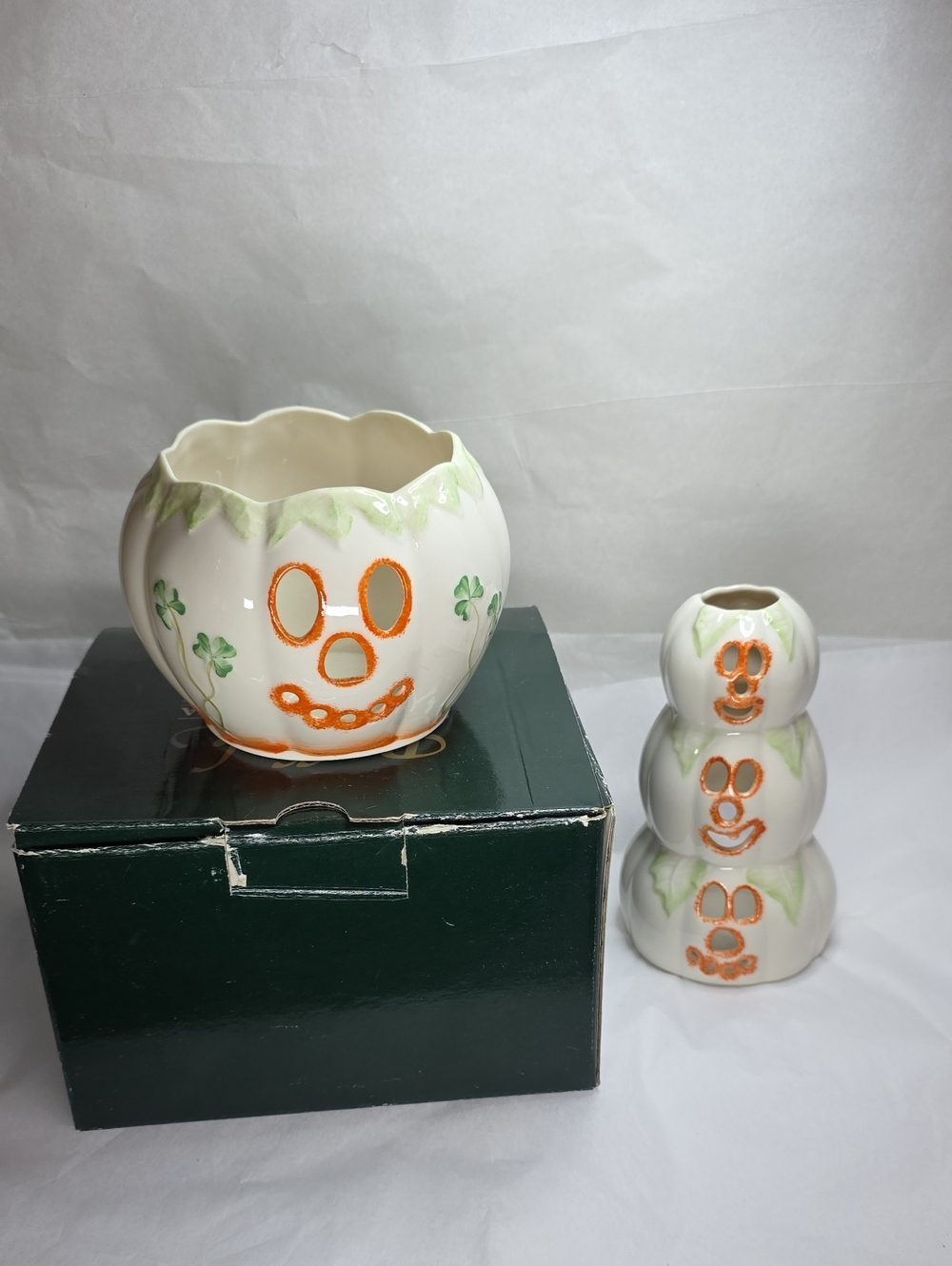 Belleek Pumpkin Votive And Tea Light Holder